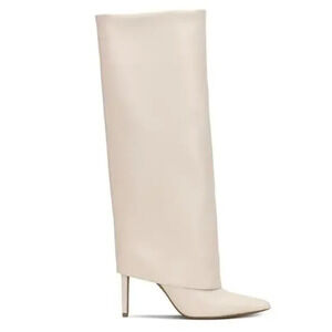 International Concepts Wide Calf Cuffed Knee High Boots Size 7WC Cream NWT